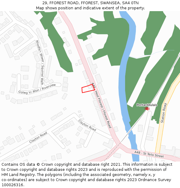 29, FFOREST ROAD, FFOREST, SWANSEA, SA4 0TN: Location map and indicative extent of plot