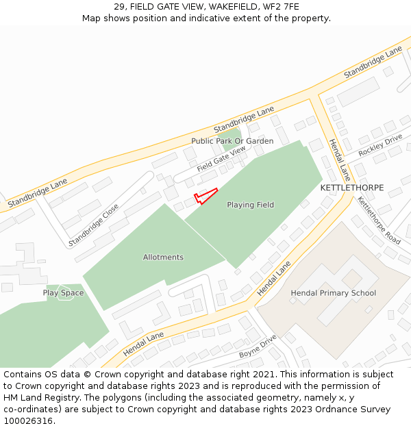 29, FIELD GATE VIEW, WAKEFIELD, WF2 7FE: Location map and indicative extent of plot