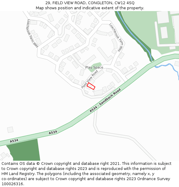 29, FIELD VIEW ROAD, CONGLETON, CW12 4SQ: Location map and indicative extent of plot