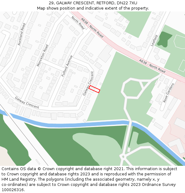 29, GALWAY CRESCENT, RETFORD, DN22 7XU: Location map and indicative extent of plot