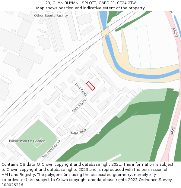 29, GLAN RHYMNI, SPLOTT, CARDIFF, CF24 2TW: Location map and indicative extent of plot