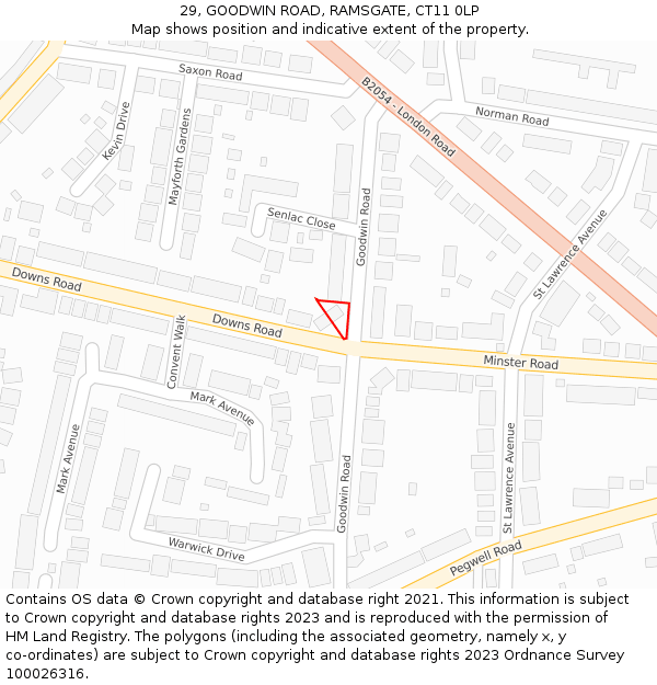 29, GOODWIN ROAD, RAMSGATE, CT11 0LP: Location map and indicative extent of plot