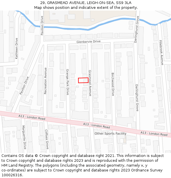 29, GRASMEAD AVENUE, LEIGH-ON-SEA, SS9 3LA: Location map and indicative extent of plot