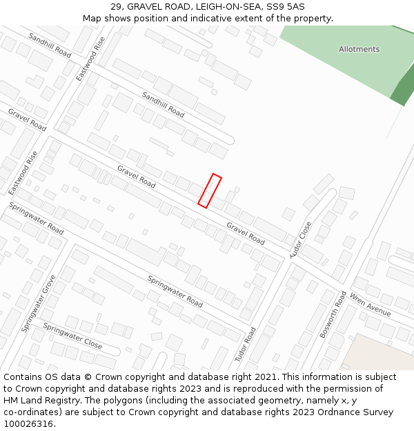 29, GRAVEL ROAD, LEIGH-ON-SEA, SS9 5AS: Location map and indicative extent of plot