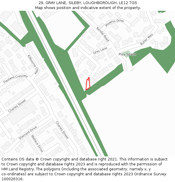 29, GRAY LANE, SILEBY, LOUGHBOROUGH, LE12 7GS: Location map and indicative extent of plot