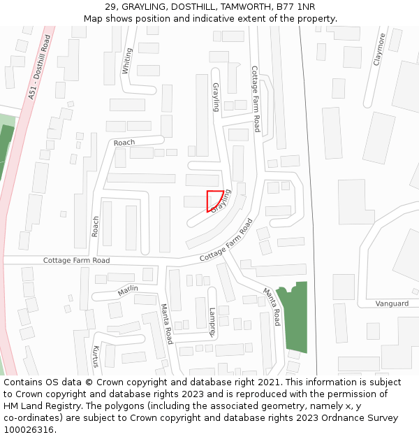 29, GRAYLING, DOSTHILL, TAMWORTH, B77 1NR: Location map and indicative extent of plot