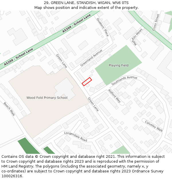 29, GREEN LANE, STANDISH, WIGAN, WN6 0TS: Location map and indicative extent of plot