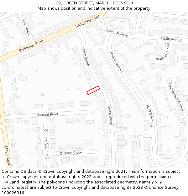 29, GREEN STREET, MARCH, PE15 9DU: Location map and indicative extent of plot