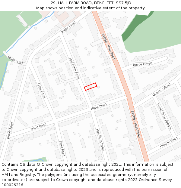 29, HALL FARM ROAD, BENFLEET, SS7 5JD: Location map and indicative extent of plot