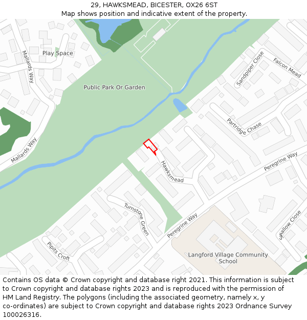 29, HAWKSMEAD, BICESTER, OX26 6ST: Location map and indicative extent of plot