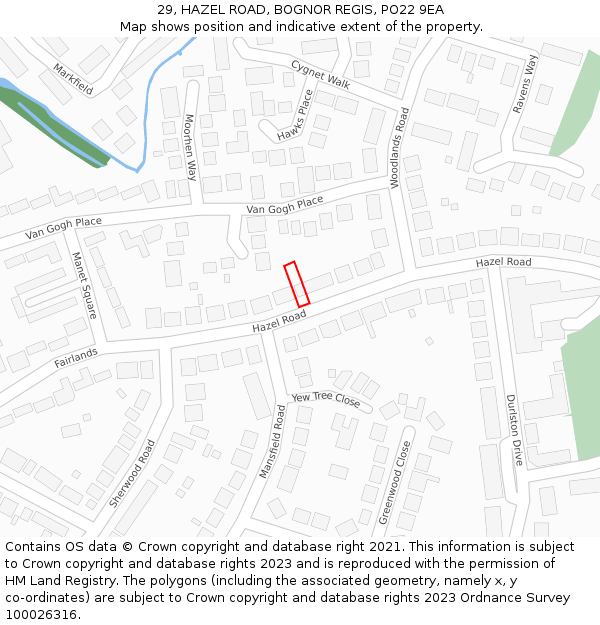 29, HAZEL ROAD, BOGNOR REGIS, PO22 9EA: Location map and indicative extent of plot