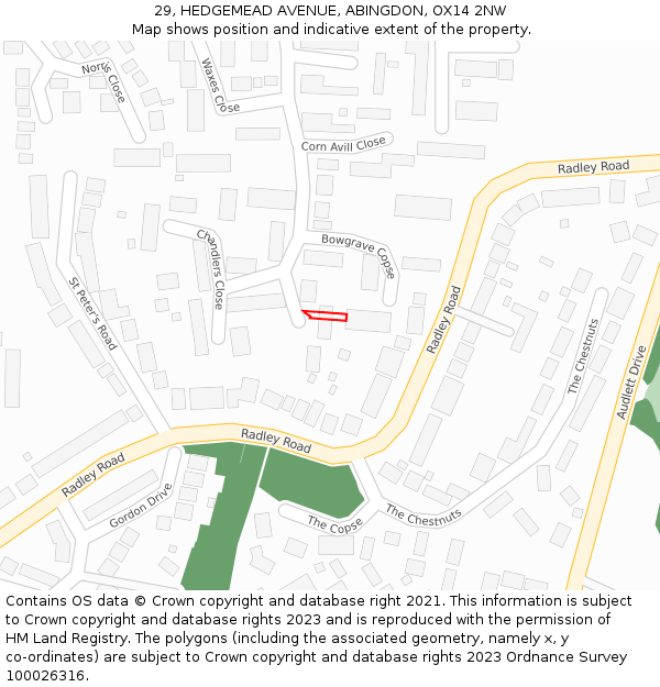 29, HEDGEMEAD AVENUE, ABINGDON, OX14 2NW: Location map and indicative extent of plot