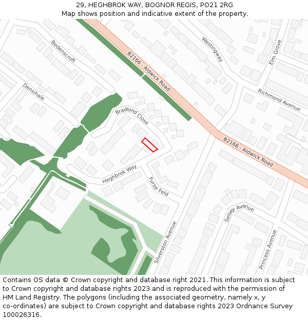 29, HEGHBROK WAY, BOGNOR REGIS, PO21 2RG: Location map and indicative extent of plot