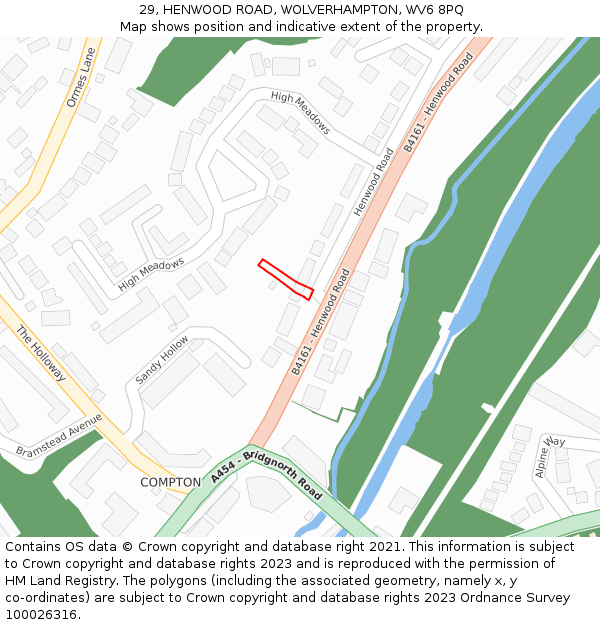 29, HENWOOD ROAD, WOLVERHAMPTON, WV6 8PQ: Location map and indicative extent of plot