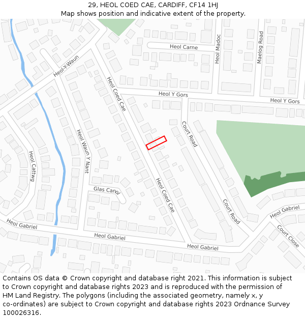 29, HEOL COED CAE, CARDIFF, CF14 1HJ: Location map and indicative extent of plot