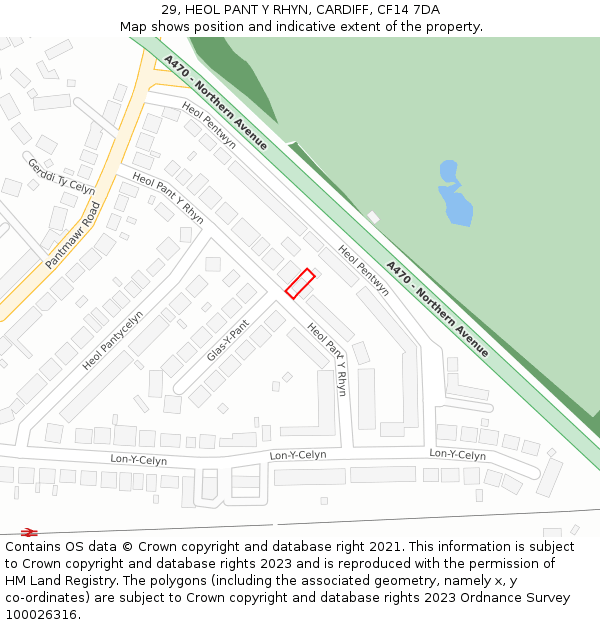 29, HEOL PANT Y RHYN, CARDIFF, CF14 7DA: Location map and indicative extent of plot