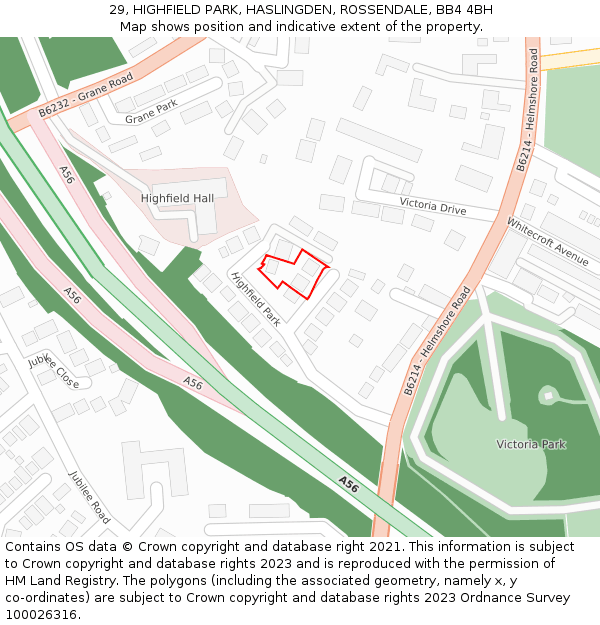 29, HIGHFIELD PARK, HASLINGDEN, ROSSENDALE, BB4 4BH: Location map and indicative extent of plot