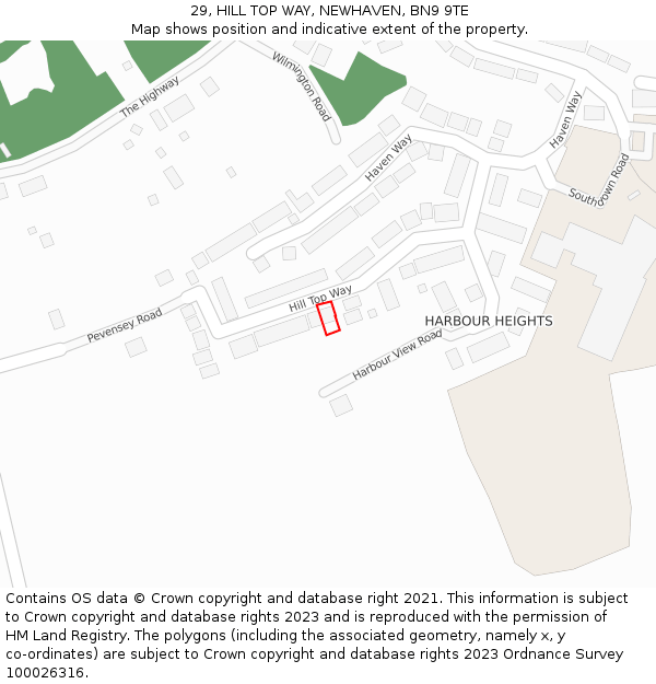 29, HILL TOP WAY, NEWHAVEN, BN9 9TE: Location map and indicative extent of plot