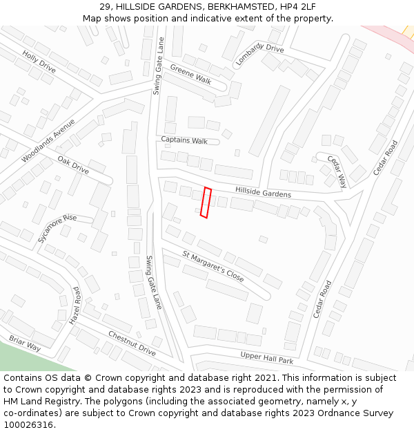 29, HILLSIDE GARDENS, BERKHAMSTED, HP4 2LF: Location map and indicative extent of plot