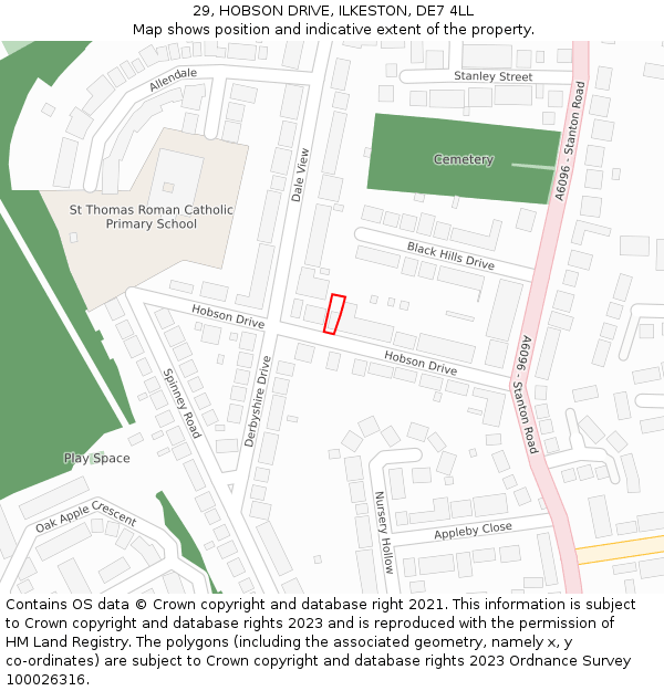 29, HOBSON DRIVE, ILKESTON, DE7 4LL: Location map and indicative extent of plot