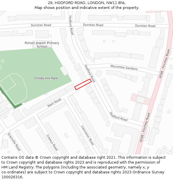 29, HODFORD ROAD, LONDON, NW11 8NL: Location map and indicative extent of plot