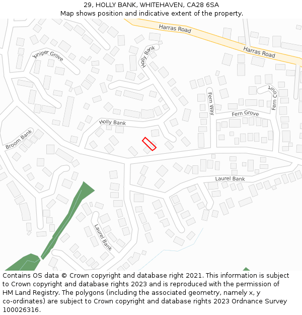 29, HOLLY BANK, WHITEHAVEN, CA28 6SA: Location map and indicative extent of plot