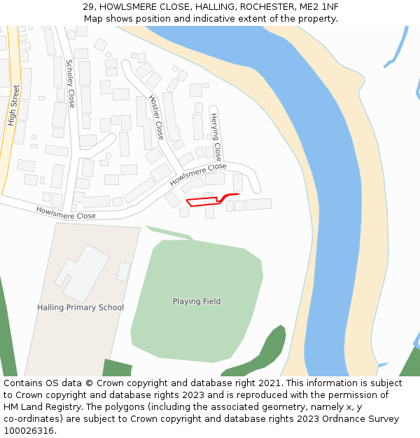 29, HOWLSMERE CLOSE, HALLING, ROCHESTER, ME2 1NF: Location map and indicative extent of plot