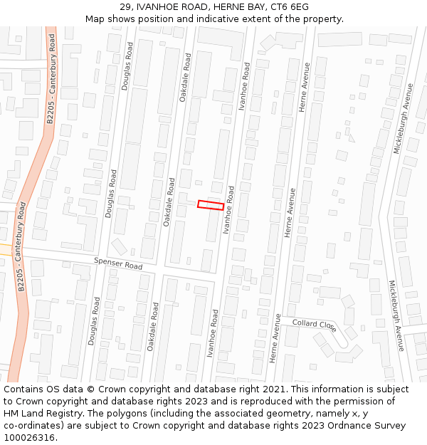 29, IVANHOE ROAD, HERNE BAY, CT6 6EG: Location map and indicative extent of plot