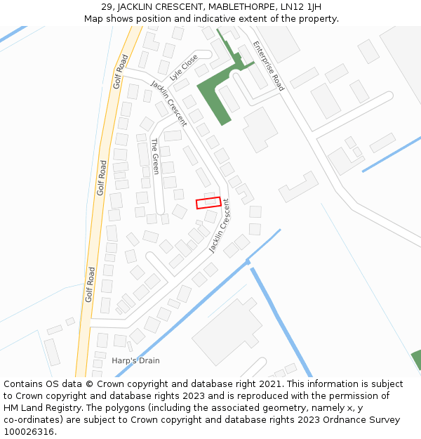 29, JACKLIN CRESCENT, MABLETHORPE, LN12 1JH: Location map and indicative extent of plot