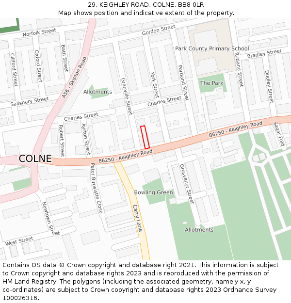 29, KEIGHLEY ROAD, COLNE, BB8 0LR: Location map and indicative extent of plot