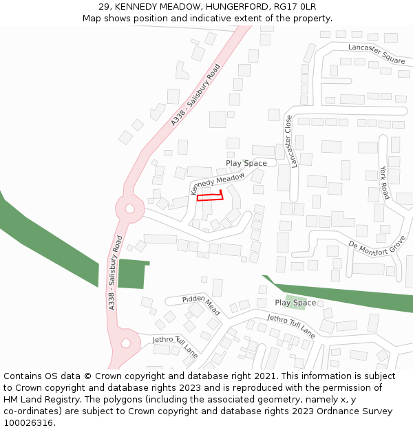 29, KENNEDY MEADOW, HUNGERFORD, RG17 0LR: Location map and indicative extent of plot