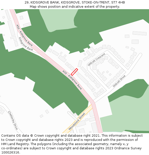 29, KIDSGROVE BANK, KIDSGROVE, STOKE-ON-TRENT, ST7 4HB: Location map and indicative extent of plot