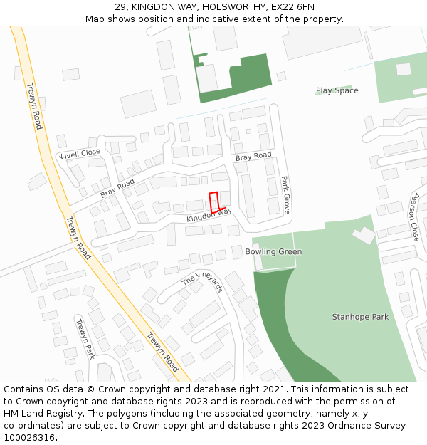 29, KINGDON WAY, HOLSWORTHY, EX22 6FN: Location map and indicative extent of plot