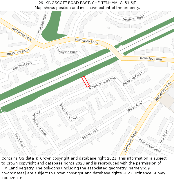 29, KINGSCOTE ROAD EAST, CHELTENHAM, GL51 6JT: Location map and indicative extent of plot