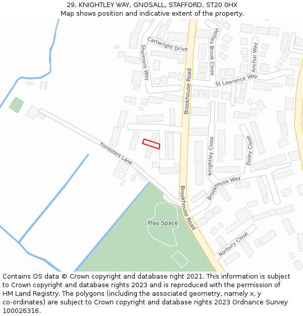 29, KNIGHTLEY WAY, GNOSALL, STAFFORD, ST20 0HX: Location map and indicative extent of plot