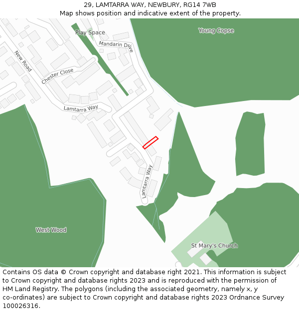 29, LAMTARRA WAY, NEWBURY, RG14 7WB: Location map and indicative extent of plot