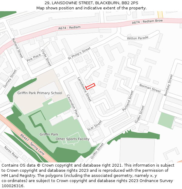 29, LANSDOWNE STREET, BLACKBURN, BB2 2PS: Location map and indicative extent of plot