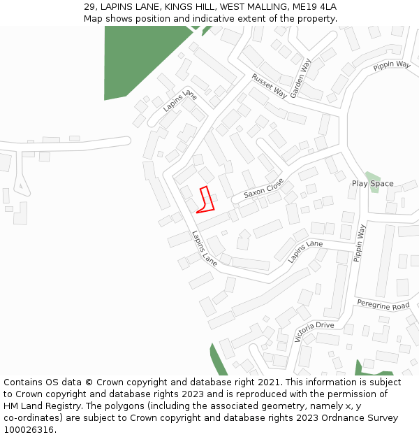 29, LAPINS LANE, KINGS HILL, WEST MALLING, ME19 4LA: Location map and indicative extent of plot