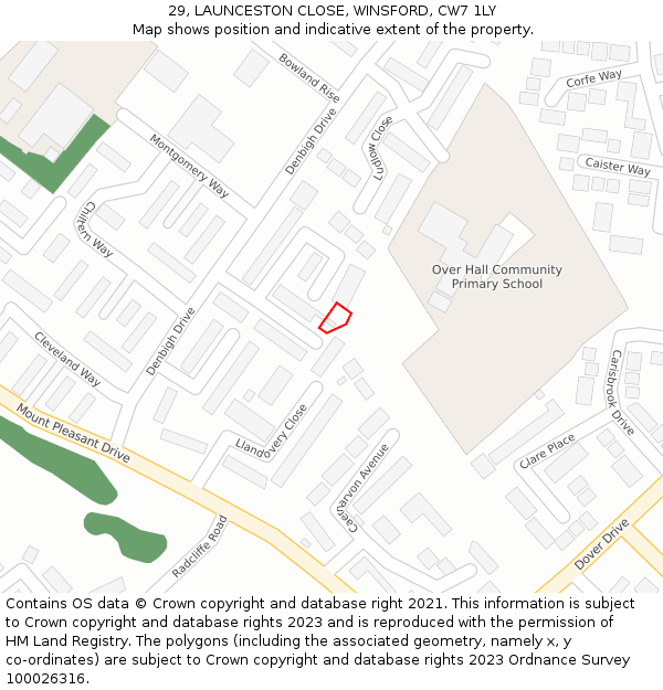 29, LAUNCESTON CLOSE, WINSFORD, CW7 1LY: Location map and indicative extent of plot