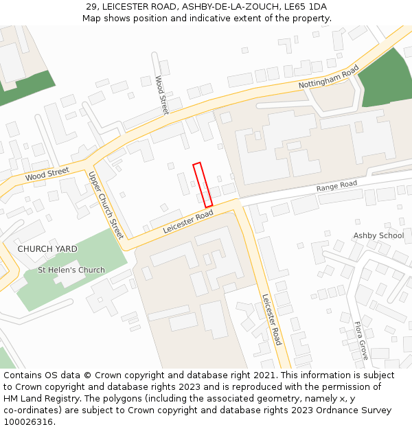 29, LEICESTER ROAD, ASHBY-DE-LA-ZOUCH, LE65 1DA: Location map and indicative extent of plot