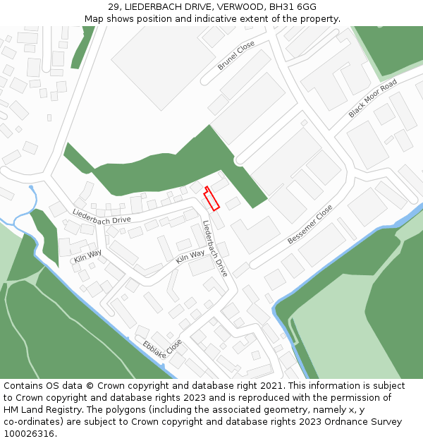 29, LIEDERBACH DRIVE, VERWOOD, BH31 6GG: Location map and indicative extent of plot