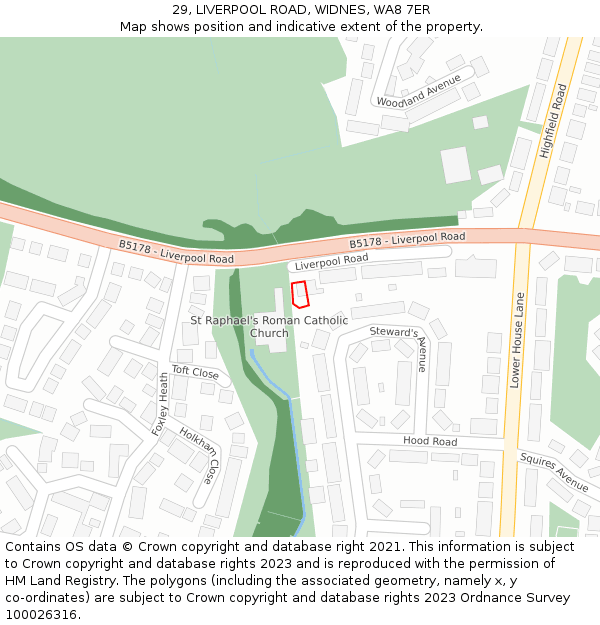 29, LIVERPOOL ROAD, WIDNES, WA8 7ER: Location map and indicative extent of plot