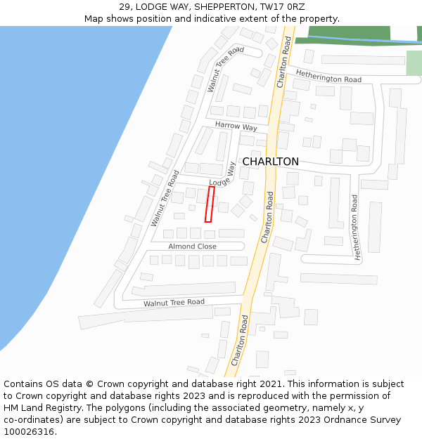 29, LODGE WAY, SHEPPERTON, TW17 0RZ: Location map and indicative extent of plot