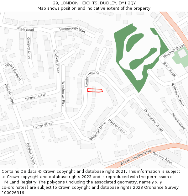 29, LONDON HEIGHTS, DUDLEY, DY1 2QY: Location map and indicative extent of plot