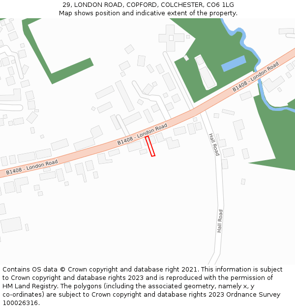 29, LONDON ROAD, COPFORD, COLCHESTER, CO6 1LG: Location map and indicative extent of plot