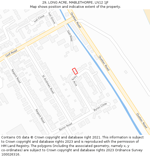 29, LONG ACRE, MABLETHORPE, LN12 1JF: Location map and indicative extent of plot