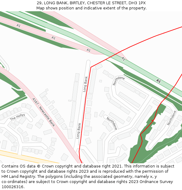 29, LONG BANK, BIRTLEY, CHESTER LE STREET, DH3 1PX: Location map and indicative extent of plot