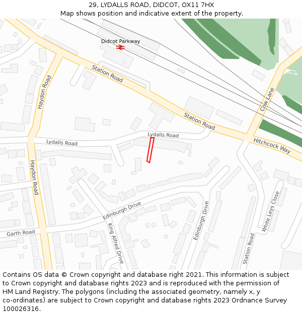 29, LYDALLS ROAD, DIDCOT, OX11 7HX: Location map and indicative extent of plot