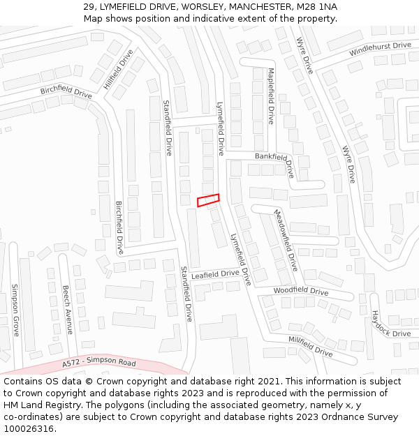 29, LYMEFIELD DRIVE, WORSLEY, MANCHESTER, M28 1NA: Location map and indicative extent of plot