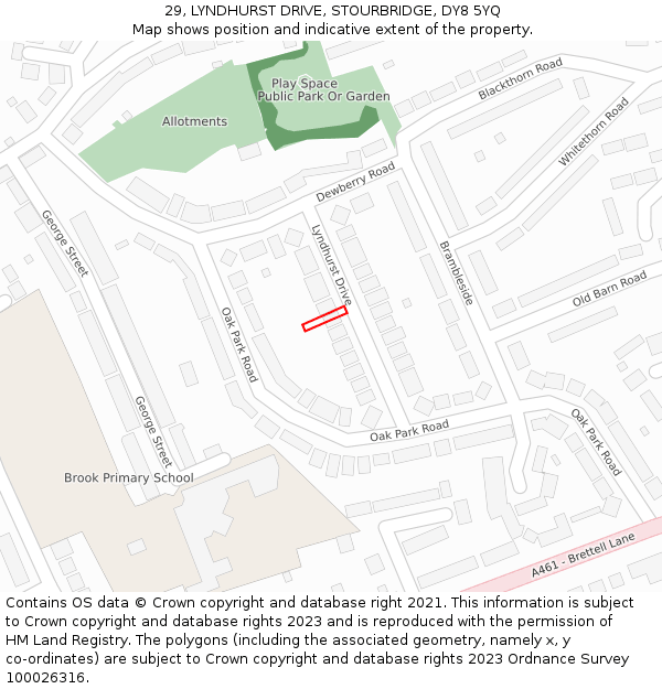 29, LYNDHURST DRIVE, STOURBRIDGE, DY8 5YQ: Location map and indicative extent of plot